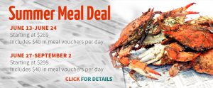 Summer Meal Deal details with maryland blue crabs