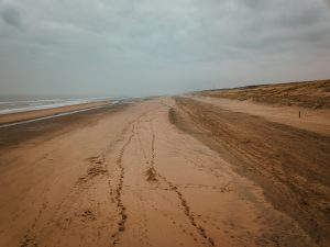 beach on a rainy day