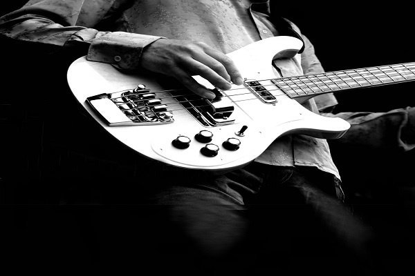 Electric Guitar Player Black And White Downscale