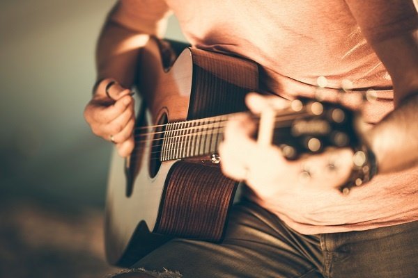 Band Closeup Of A Man Playing A Guitar